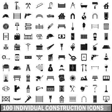 100 bireysel inşaat Icons set