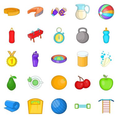 Atletizm Icons set, karikatür tarzı