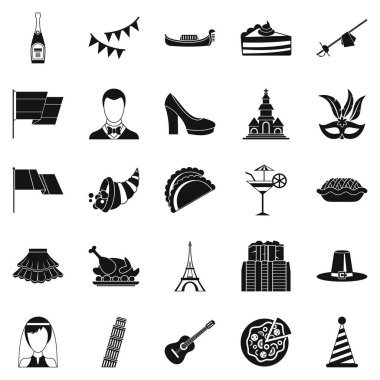 Şarap Icons set, basit tarzı