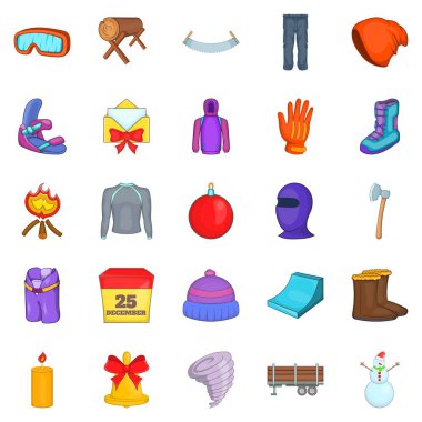 Spor giyim Icons set, karikatür tarzı