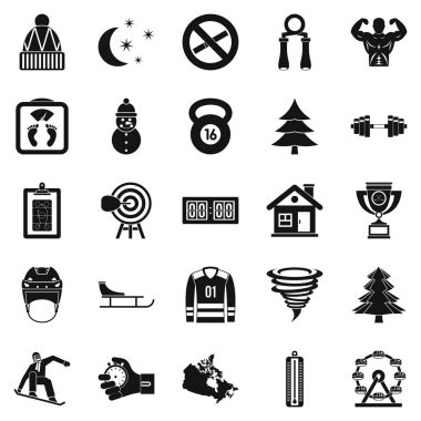 Kış spor Icons set, basit tarzı