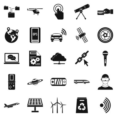 Kablosuz teknoloji Icons set, basit tarzı