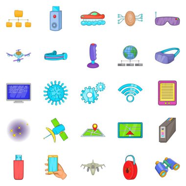 Mekanizması Icons set. Beyaz arka plan üzerinde izole web için 25 mekanizması vektör simge kümesi çizgi film