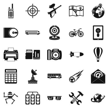 Yüksek teknoloji Icons set, basit tarzı