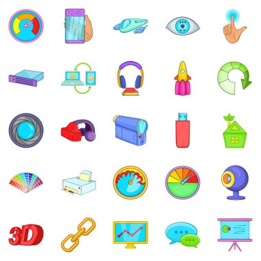 Teknik Icons set, karikatür tarzı