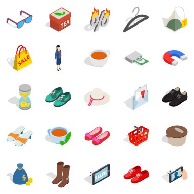 Pazar Icons set, izometrik stili