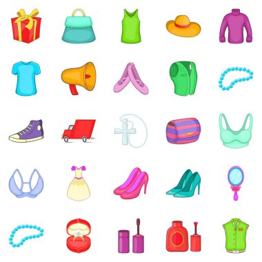 Icons set giyim, karikatür tarzı