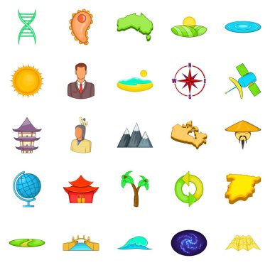 Doğu Asya Icons set, karikatür tarzı