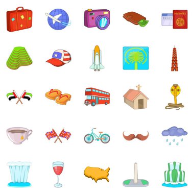 Dünya gezisi simgeler ayarla, tarzı çizgi film