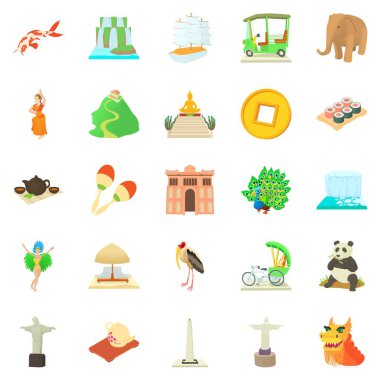 Yolculuk Icons set, karikatür tarzı