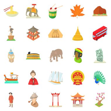 Dünya alışkanlıkları simgeler ayarla, tarzı çizgi film