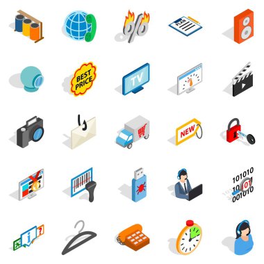 Dükkanı Icons set, izometrik stili