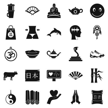 Budizm Icons set, basit tarzı