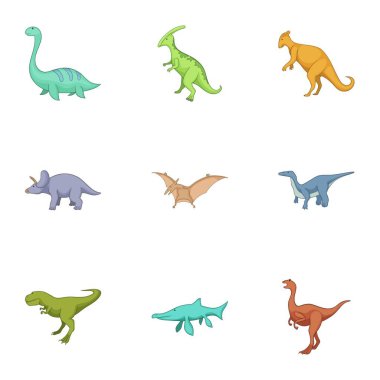 Dinozorlar Icons set, karikatür tarzı