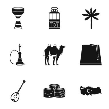 Ankara harita Icons set, basit tarzı