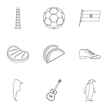 Tipik Arjantin Icons set, anahat stili