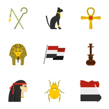 Mısır Pharaon Icons set, karikatür tarzı