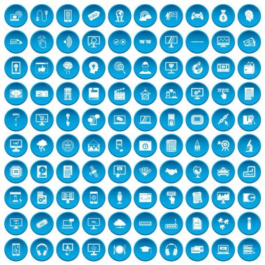 100 Web sitesi simgeleri mavi ayarla