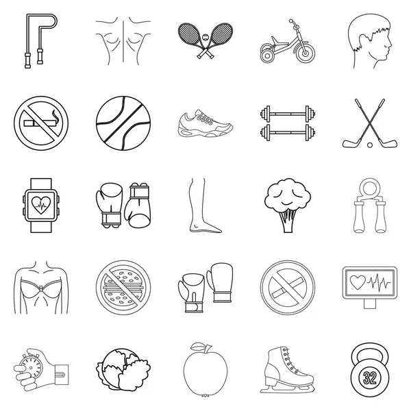 Egzersiz Icons set, anahat stili