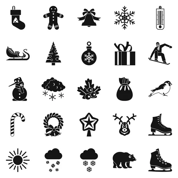Conjunto de iconos navideños, estilo simple — Vector de stock
