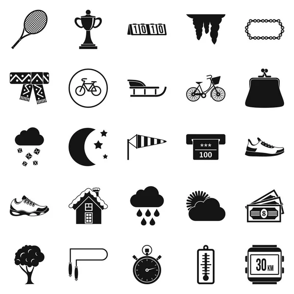 Conjunto de iconos de vacaciones de invierno, estilo simple — Vector de stock