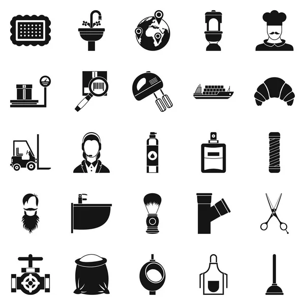 Service staff icons set, simple style — Stock Vector