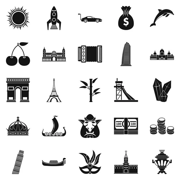 Keşfetmek Dünya Icons set, basit tarzı