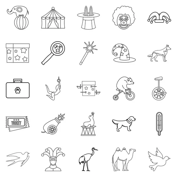 Sirk hayvanları Icons set, anahat stili ile