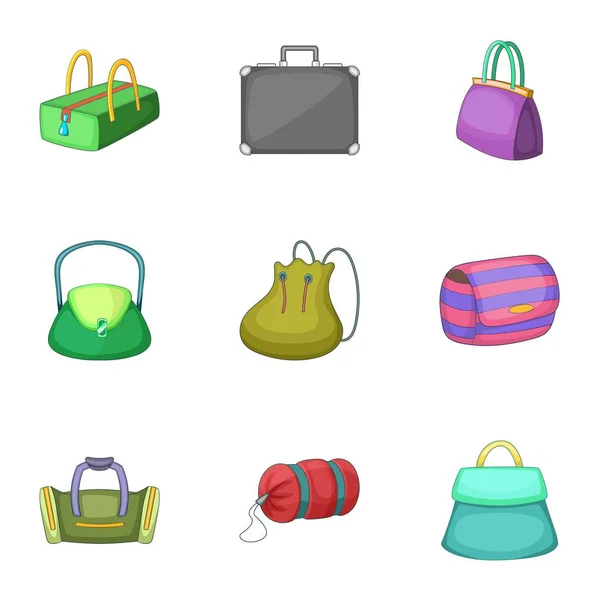 Verschillende zak iconen set, cartoon stijl — Stockvector
