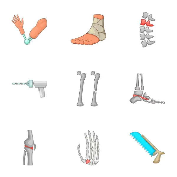 Kirurgisk intervention ikoner set, tecknad stil — Stock vektor