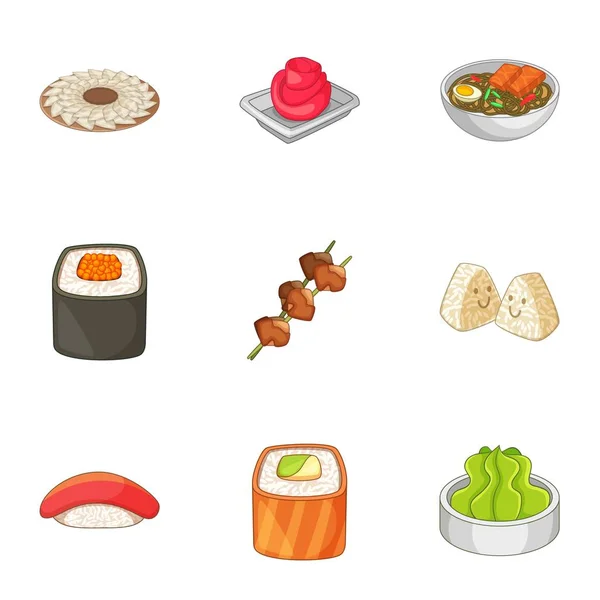 Sushi Pictogrammen Instellen Cartoon Set Van Sushi Vector Iconen Voor — Stockvector