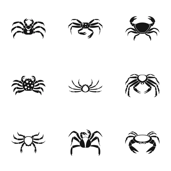 Ensemble d'icônes de crabe terrestre, style simple — Image vectorielle