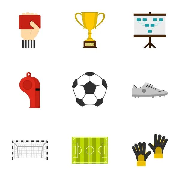Conjunto de iconos del campeonato de fútbol, estilo plano — Vector de stock