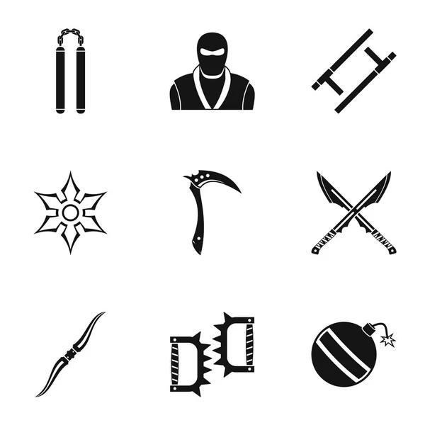 Ninja conjunto de iconos arsenal, estilo simple — Vector de stock