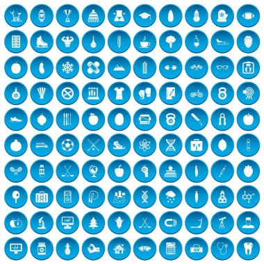 100 iyi kişi simgeleri mavi ayarla