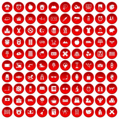 kırmızı 100 çalar saat Icons set