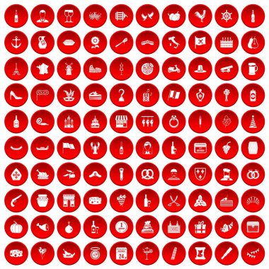 kırmızı 100 alkol Icons set