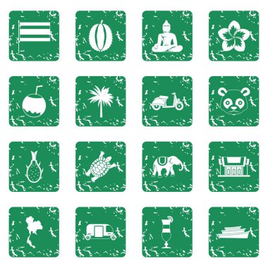 Grunge Kosta Rika Icons set