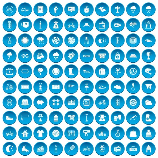 100 kadın spor simgeleri mavi ayarla