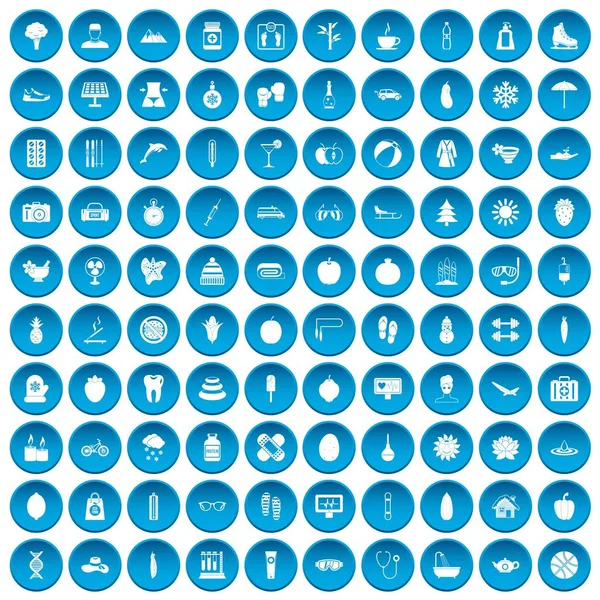 100 kadın sağlık simgeleri mavi ayarla