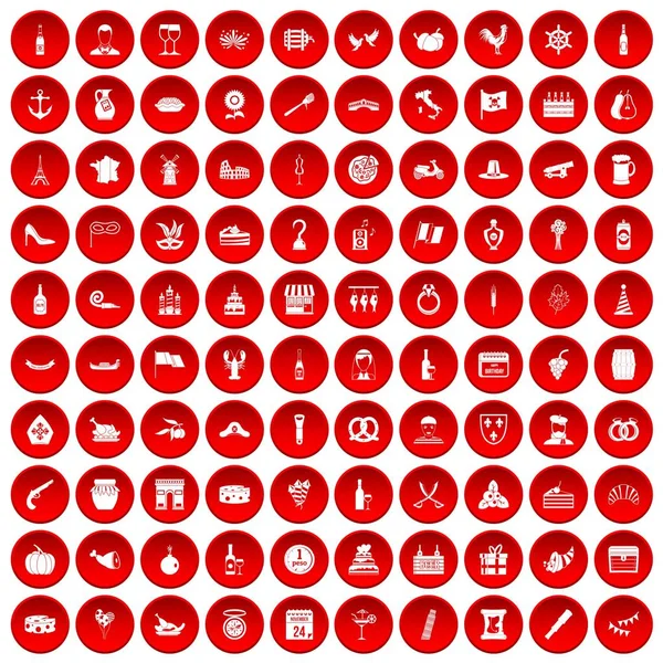 kırmızı 100 alkol Icons set
