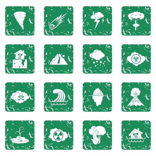 Grunge doğal afet Icons set