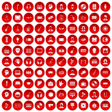 kırmızı 100 izleyici Icons set