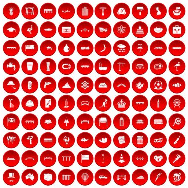 kırmızı 100 köprü Icons set