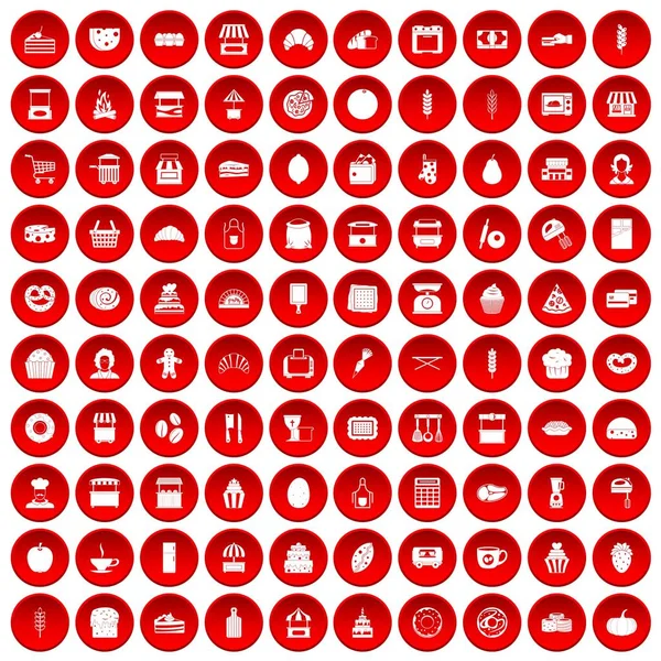 kırmızı 100 ekmek Icons set