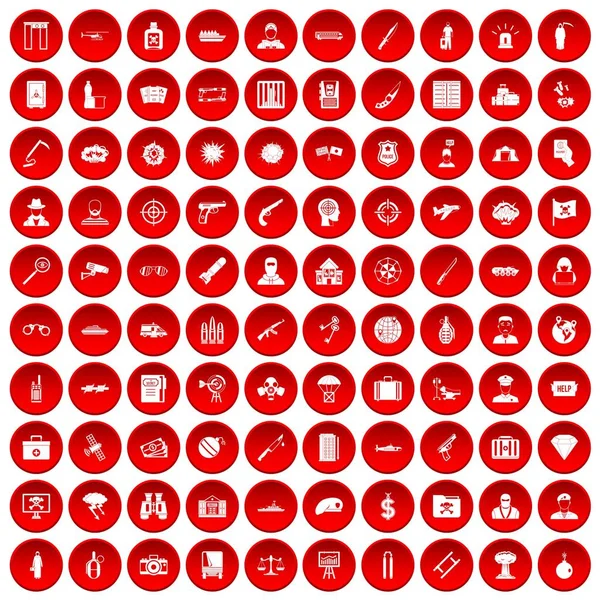 kırmızı 100 terörle mücadele Icons set