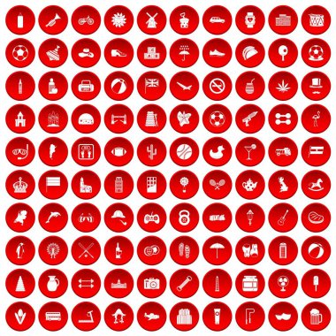 kırmızı 100 top Icons set