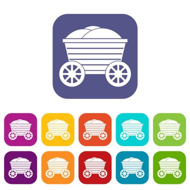 Antika ahşap sepeti Icons set