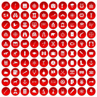 kırmızı 100 dürbün Icons set