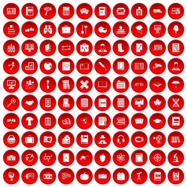 kırmızı 100 kitap Icons set